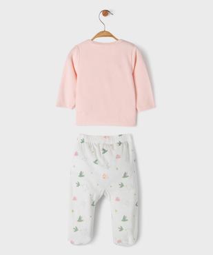 Pyjama 2 pièces en velours à motifs oiseaux bébé fille vue3 - GEMO 4G BEBE - GEMO