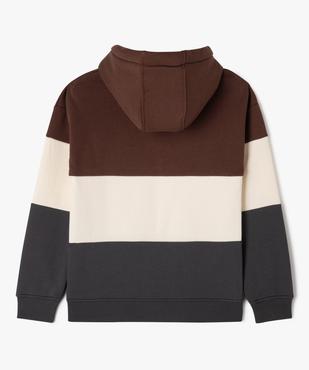 Sweat tricolore avec capuche doublée sherpa garçon vue4 - GEMO (JUNIOR) - GEMO