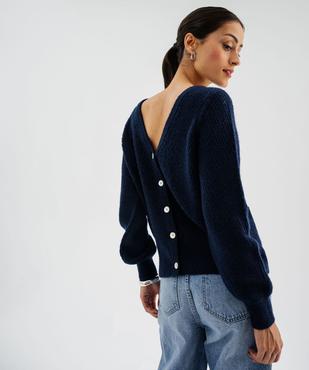 Gilet en maille douillette à dos fantaisie femme vue2 - GEMO 4G FEMME - GEMO