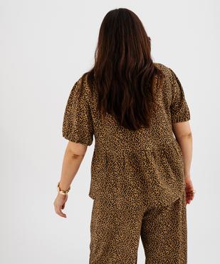 Blouse fluide en maille gaufrée à motif léopard femme grande taille vue3 - GEMO 4G GT - GEMO