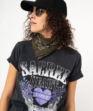 Tee-shirt à manches courtes avec motif grunge femme vue5 - GEMO(FEMME PAP) - GEMO