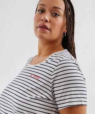 Chemise de nuit en jersey rayé femme grande taille vue2 - GEMO 4G FEMME - GEMO