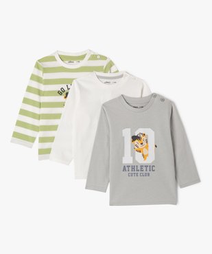 Tee-shirts à manches longues assortis bébé garçon (lot de 3) vue1 - GEMO(BEBE DEBT) - GEMO