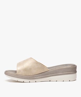 Mules femme confort à talon compensé et bandeau métallisé vue3 - GEMO (CONFORT) - GEMO