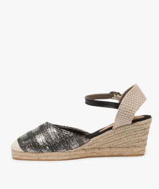 Sandales femme en toile à talon compensé – Terre de Marins vue3 - TERRE DE MARINS - GEMO
