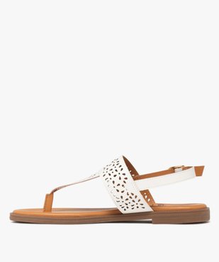 Sandales femme à entre-doigts dessus à motifs ajourés vue4 - GEMO (CASUAL) - GEMO