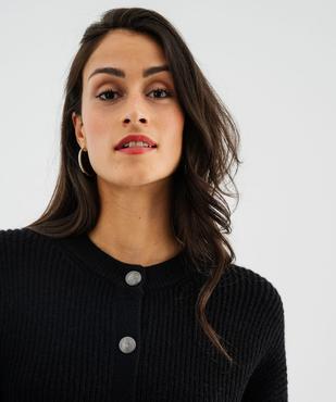 Gilet en grosse maille côtelée extensible avec boutons gravés femme vue2 - GEMO(FEMME PAP) - GEMO
