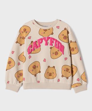 Sweat à motifs capybaras fille - Capyfun vue1 - CAPYFUN - GEMO