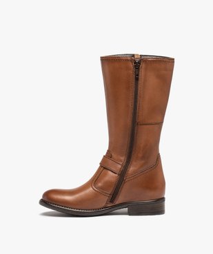 Bottes fille cavalières unies dessus cuir - Tanéo vue3 - GEMO
