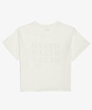 Tee-shirt fille court avec message scintillant vue4 - GEMO (JUNIOR) - GEMO
