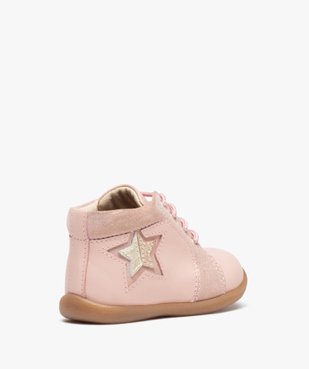 Bottillons bébé filles unis en cuir à lacets vue4 - GEMO(BEBE DEBT) - GEMO