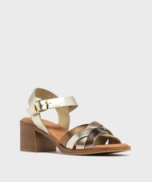 Sandales à talon moyen et larges brides brillantes femme - Tanéo vue2 - TANEO - GEMO