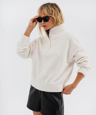 Sweat oversize en maille bouclette avec col montant femme vue1 - GEMO(FEMME PAP) - GEMO