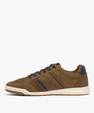 Baskets basses à lacets et jeu de matières homme vue4 - URBAN STEPS - GEMO