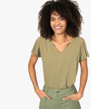 Tee-shirt femme pailleté avec épaules fantaisie vue2 - GEMO(FEMME PAP) - GEMO