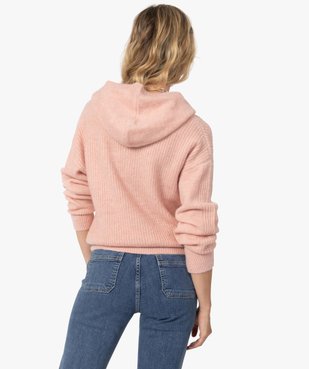 Pull femme à capuche avec boutons en strass vue4 - GEMO(FEMME PAP) - GEMO
