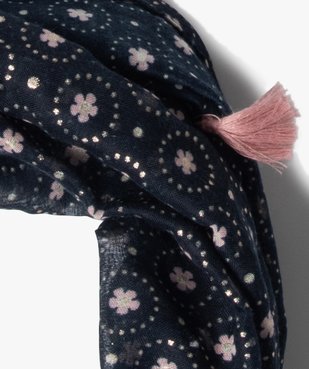 Foulard fille forme snood à motifs fleuris et pompons vue2 - GEMO C4G FILLE - GEMO