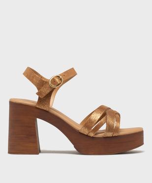 Sandales à talon et semelle plateforme en cuir femme vue1 - TANEO - GEMO