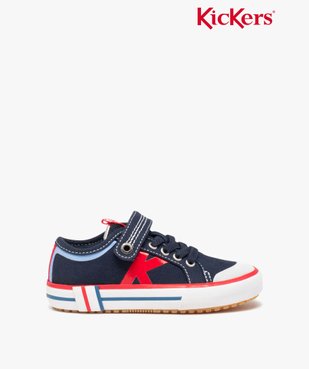 Baskets garçon en toile tricolores avec scratch et semelle à liseré - Kickers vue1 - KICKERS - GEMO