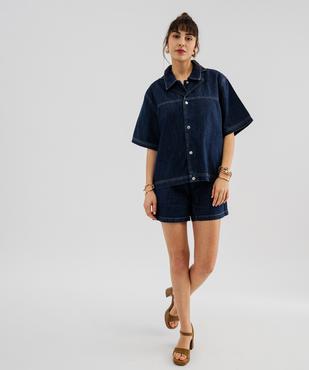 Veste en jean à coupe ample et manches courtes femme  vue1 - GEMO 4G FEMME - GEMO
