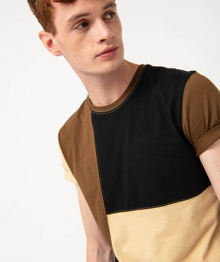 Tee-shirt à manches courtes effet patchwork homme vue2 - GEMO (HOMME) - GEMO