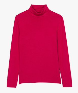 Tee-shirt femme uni avec col roulé et manches longues vue4 - GEMO(URBAIN) - GEMO