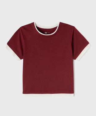 Tee-shirt manches courtes avec finitions contrastantes fille vue1 - GEMO 4G FILLE - GEMO