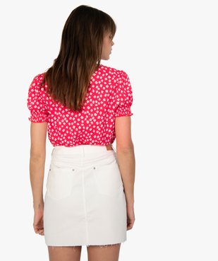 Tee-shirt femme imprimé à manches froncées vue3 - GEMO(FEMME PAP) - GEMO