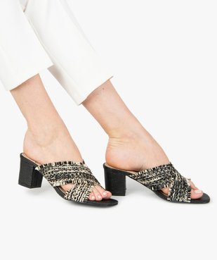 Mules femme à talon et brides en fibres tressées vue1 - GEMO(URBAIN) - GEMO