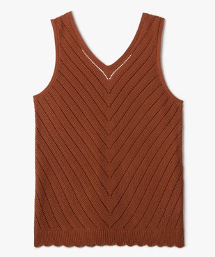 Débardeur femme grande taille en maille ajourée à double col V vue4 - GEMO (G TAILLE) - GEMO