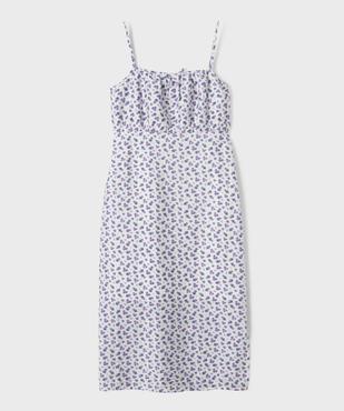 Robe midi satinée à fleurs fille vue1 - GEMO (JUNIOR) - GEMO