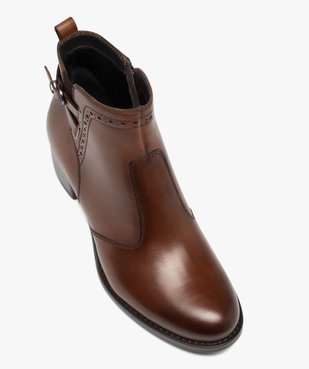 Boots femme en cuir à talon carré et à zip - Taneo vue5 - TANEO - GEMO