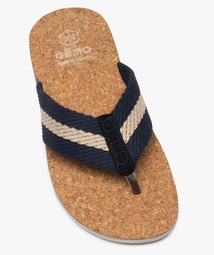 Tongs homme à semelle liège et brides toile vue5 - GEMO (CASUAL) - GEMO
