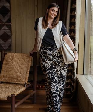 Pantalon fluide imprimé femme grande taille vue1 - GEMO 4G GT - GEMO