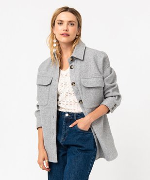 Veste mi-longue style chemise femme vue1 - GEMO(FEMME PAP) - GEMO