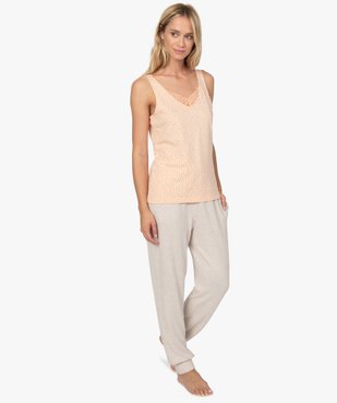 Haut de pyjama femme à col dentelle avec coton bio vue3 - GEMO C4G FEMME - GEMO
