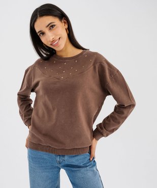 Sweat loose délavé à clous étoilés femme vue2 - GEMO(FEMME PAP) - GEMO