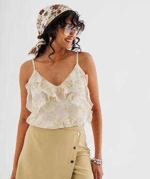 Top en voile fleuri à fines bretelles femme vue2 - GEMO(FEMME PAP) - GEMO