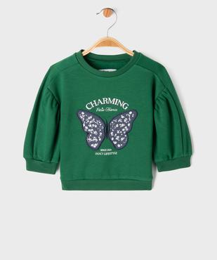 Sweat avec manches froncées et motif brodé bébé fille vue3 - GEMO 4G BEBE - GEMO
