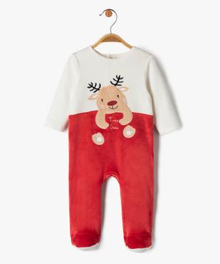 Pyjama velours à motif ouverture pont-dos bébé vue1 - GEMO(BB COUCHE) - GEMO