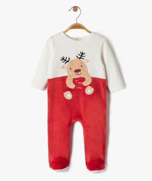 Pyjama velours à motif ouverture pont-dos bébé vue1 - GEMO(BB COUCHE) - GEMO