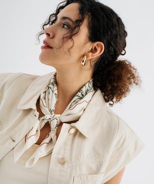 Veste en jean sans manches avec poches asymétriques femme vue2 - GEMO 4G FEMME - GEMO