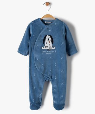 Pyjama bébé garçon en velours avec motifs animal vue1 - GEMO(BB COUCHE) - GEMO