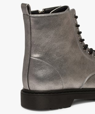 Bottines femme zippées à talon plat unies avec lacets vue6 - GEMO (CASUAL) - GEMO