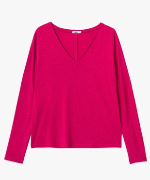 Tee-shirt femme à manches longues en maille scintillante vue4 - GEMO(FEMME PAP) - GEMO
