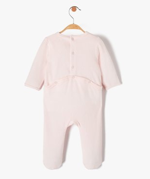 Pyjama dors bien bébé fille en velours avec inscription vue4 - GEMO(BB COUCHE) - GEMO