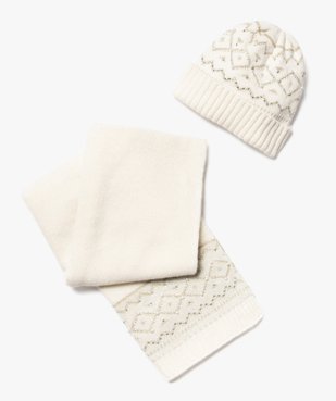 Ensemble 2 pièces bonnet + écharpe à paillettes et perles femme vue2 - GEMO 4G FEMME - GEMO