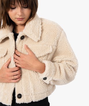 Blouson femme court en sherpa vue1 - GEMO(FEMME PAP) - GEMO