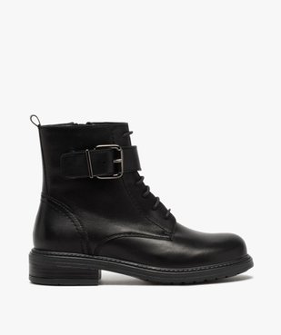Boots fille zippées à lacets et bride décorative dessus cuir uni vue1 - GEMO (ENFANT) - GEMO