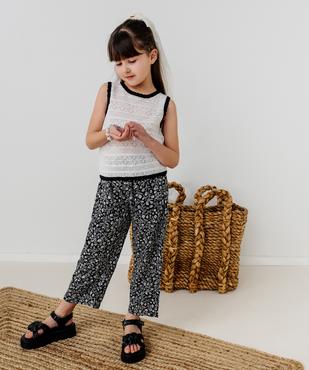Pantalon fluide à motifs fleuris avec taille ajustable fille vue5 - GEMO 4G FILLE - GEMO